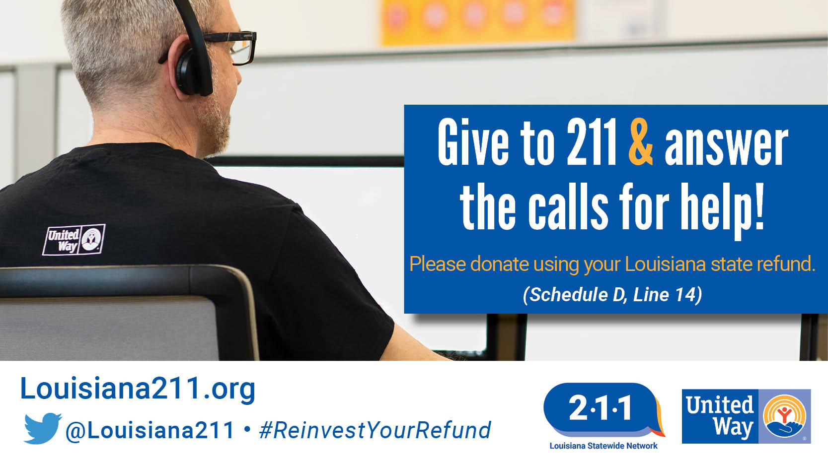 Give to 211 & answer the calls for help.